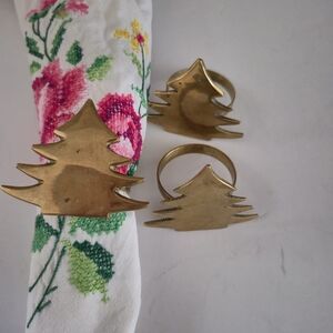 Vintage  Brass Christmas Napkin Rings/Holders